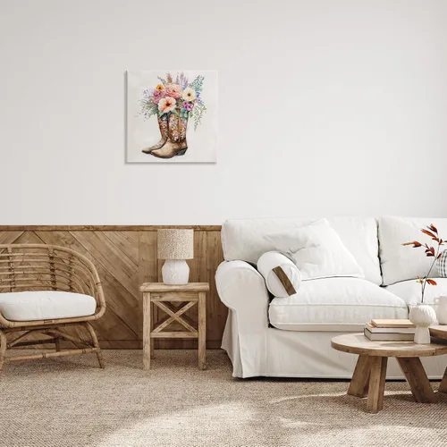 Vista 3 de Stupell Industries Lienzo decorativo para pared, diseño de botas de vaquero de campo, diseño de Ziwei Li