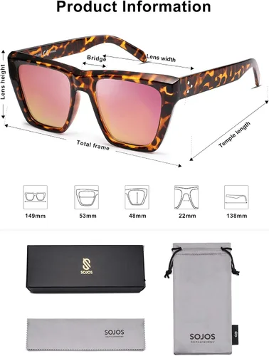 Vista 29 de SOJOS Fashion Oversized Square Cat Eye Polarized Sunglasses for Women Trendy Cateye Style Womens Sunglasses SJ2179