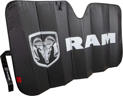 Vista 4 de Plasticolor 003860R01 Logo RAM Negro Acabado Mate Parasol para Parabrisas Delantero Estilo Acordeón