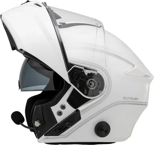 Vista 3 de Sena Outrush - Casco modular inteligente (blanco brillante, pequeño) (OUTRUSH-GW00S)