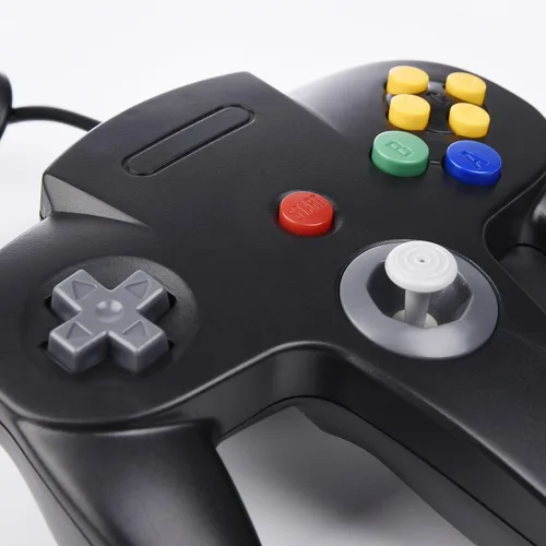 Vista 3 de KIWITATA Paquete de 2 controladores USB clásicos N64, Retro N64 con cable, control remoto para Windows PC 7 8 11 y Mac Raspberry Pi 3 Negro