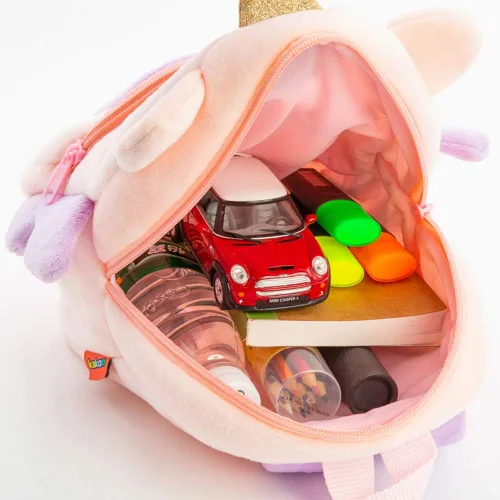 Vista 7 de NICE CHOICE Linda bolsa cruzada para niños pequeños de peluche con dibujos animados, mini bolsa de viaje para bebé niña niño de 2 a 6 años, Mochila