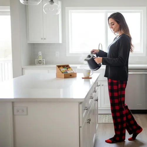 Vista 3 de Just Love Pajama Pants Set Womens with Socks negro - días festivos mixtos