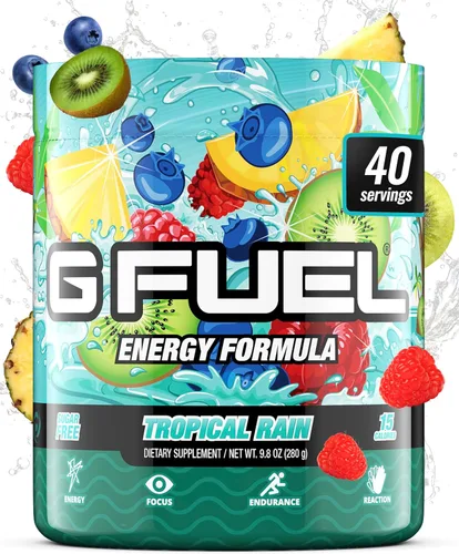 Vista 11 de G Fuel Blue Ice - Bebida energética en polvo, mezcla de cafeína preentrenamiento para juegos, amino de enfoque sin azúcar, vitamina + antioxidantes
