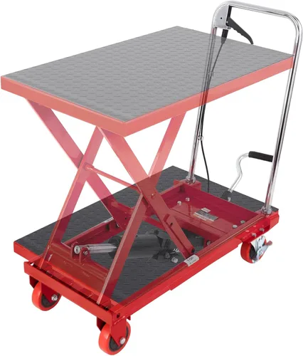 Vista 15 de VEVOR Carro de mesa de elevación hidráulica, capacidad de 500 libras, altura de elevación de 28.5 pulgadas, mesa de elevación manual de tijera