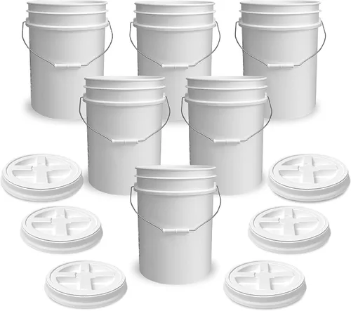 Vista 40 de ePackageSupply - Cubo de 5 galones, grado alimenticio, sin BPA, color negro y negro, 1 unidad Negro/Negro