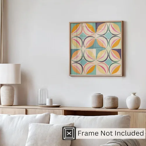 Vista 4 de Ethan Taylor Abstract Wall Art Prints Unframed Square Posters 'Retro 70s Hippie Pattern III' Retro Home Décor for Living Room, Bedroom, Office, 10