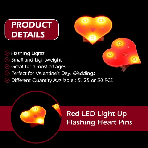 Vista 3 de El Mammoth eléctrico rojo LED enciende encendido encendido corazón broches