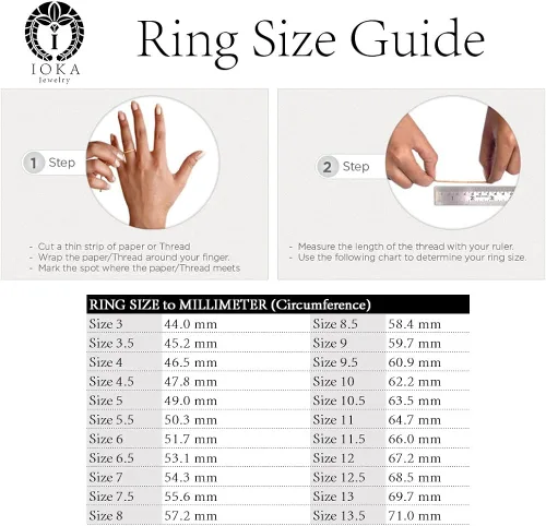 Vista 8 de Ioka - Anillo de compromiso de oro macizo de 14 quilates con circonita cúbica de 3 piedras y corte princesa para mujer Anillo de boda para mujer