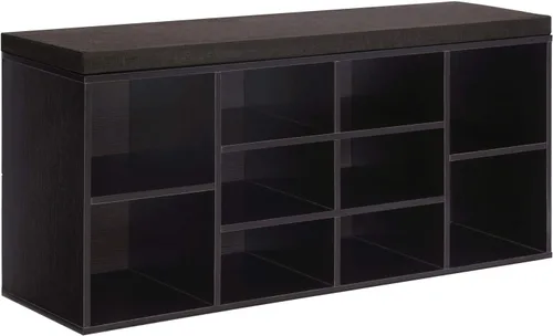 Vista 9 de VASAGLE - Colección CUSTOS - Banco para zapatos, banco de almacenamiento con asiento acolchado, banco de entrada con 9 compartimentos