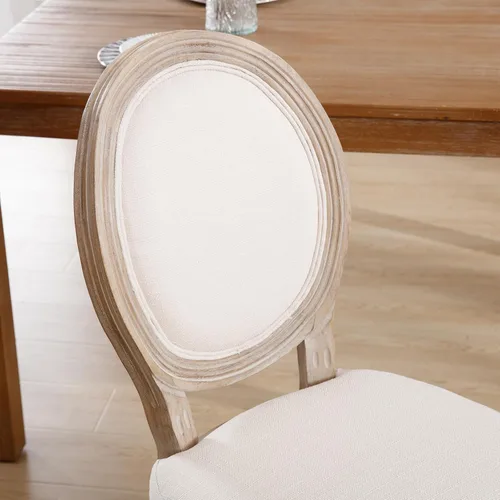 Vista 7 de Kmax Sillas de comedor estilo granja, patas de madera marrón, elegantes sillas de cocina copetudas, sillas de dormitorio francesas desgastadas