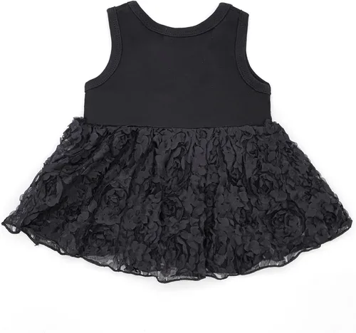 Vista 3 de Niyage Conjunto de ropa para bebé niña con flores, enterito con tutú, bodysuit para fiesta Vestido floral-negro