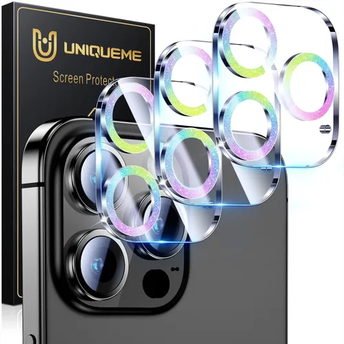 Vista 76 de UniqueMe para Paquete de 3 Protectores de Lente de Cámara para iPhone 15 Pro/iPhone 15 Pro Max, [Protección contra Caídas] [Compatible con Fundas]
