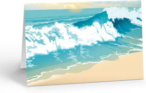 Vista 6 de Stonehouse Collection Juego de tarjetas de notas de playa, 10 tarjetas de agradecimiento en caja, tarjetas de notas de costa costera, costa