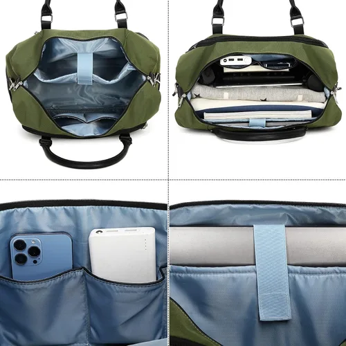 Vista 58 de CAMTOP - Bolsa de viaje de fin de semana para mujer, bolsa de lona con espacio para laptop de15.6 pulgadas