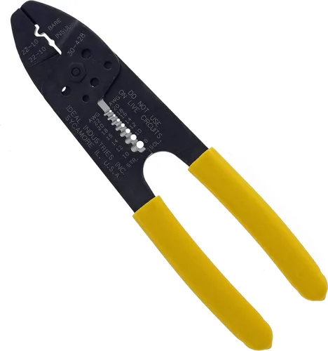 Vista 2 de IDEAL Electrical 30-428 Combo de tira y herramienta de crimpado, crimpadora de alambre de precisión, pelacables con 3 nidos de engarzado, agarre