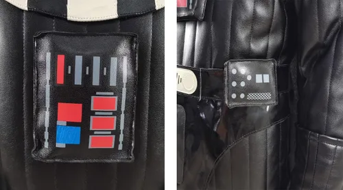 Vista 6 de Disfraz de Darth para niños, traje de cosplay de lujo, uniforme de Vader, conjunto completo de capa, traje de fiesta de Halloween