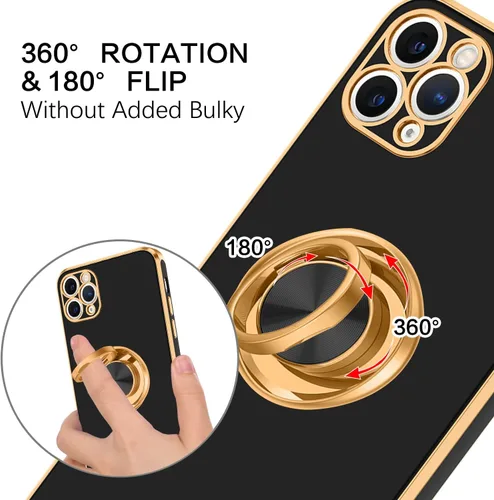 Vista 4 de BENTOBEN Funda para iPhone 11 Pro Max, funda para teléfono iPhone 11 ProMax, ajuste delgado, soporte de anillo con soporte de soporte, protección a