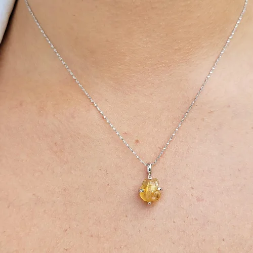 Vista 149 de Juego de joyas de piedras preciosas crudas reales con plata de ley 925 chapada en oro real, collar y aretes de piedra natal, regalo para ella por