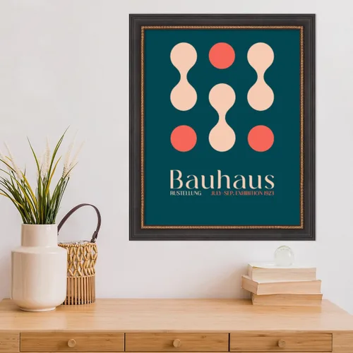 Vista 5 de Amanti Art Framed Wall Art Print 23x19 Bauhaus Blue Clubs by Emel Tunaboylu, Abstract Wall Art, Mid Century Modern Decor, Small Poster Painting