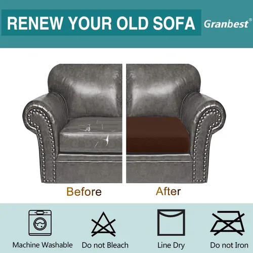 Vista 5 de Granbest Fundas de cojín gruesas y duraderas para asiento de sofá, protector de muebles para cojines individuales (cojín de silla, chocolate)