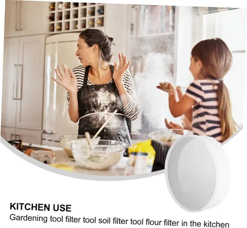Vista 4 de 1 colador redondo de acero inoxidable de malla fina para hornear uso en cocina y cocinar tamiz de harina color blanco herramienta de cocina