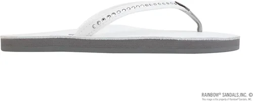 Vista 4 de Rainbow Sandals Mujer de una sola capa de cuero de primera calidad con correa estrecha de cristal Swarovski