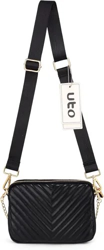 Vista 6 de UTO Pequeñas bolsas cruzadas para mujer, 3 en 1, diseño de moda, mini cangurera con correa