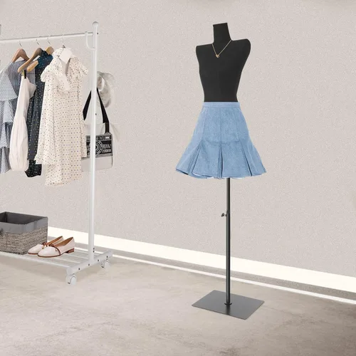 Vista 3 de Maniquí femenino con forma de torso, 51.18-70.87 pulgadas, maniquí de costura ajustable en altura con soporte de metal, cuerpo de maniquí