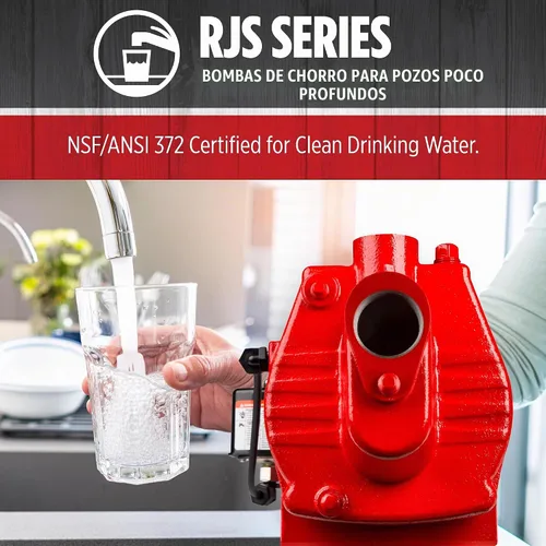 Vista 6 de Red Lion RJS-50-PREM 1/2 HP, 12 GPM, 115/230 V, Bomba de chorro para pozo poco profundo de hierro fundido premium, Roja, 602206