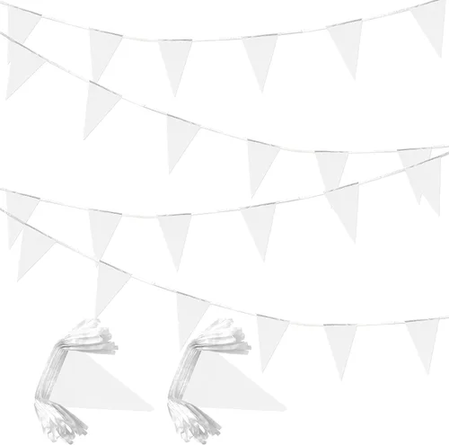 Vista 10 de Banderines negros de 100 pies, banderas colgantes triangulares, decoraciones de fiesta para gran apertura, cumpleaños de niños, carnaval, 60