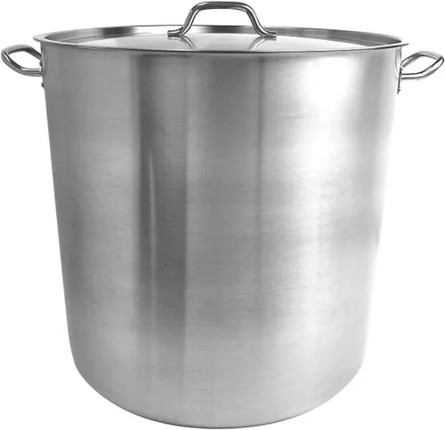 Vista 11 de TrueCraftware - Olla de acero inoxidable de 8 cuartos con tapa - Olla grande de inducción resistente, utensilios de cocina para cocinar a fuego