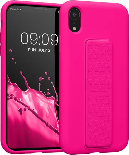 Vista 8 de kwmobile Funda compatible con Apple iPhone XR - Funda con correa de mano y revestimiento de silicona TPU suave - Azul Báltico