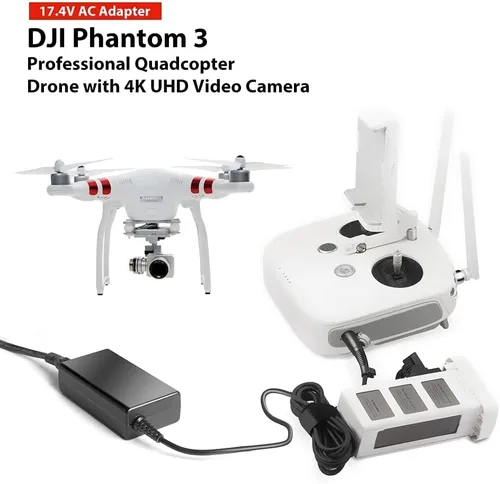 Vista 2 de KFD Adaptador de CA de 17.4 V para DJI Phantom 3 Series Dron, DJI Phantom 3 Professional Quadcopter 4K UHD Video Camera Drone, DJI Phantom 3
