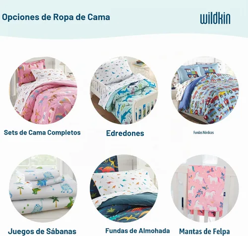 Vista 7 de Wildkin Cama para niños pequeños en una bolsa, juego de ropa de cama de microfibra de 4 piezas con edredón, funda de almohada y sábanas, dinosaurios