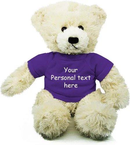 Vista 3 de Plushland Oso de peluche Brandon crema de 12 pulgadas, regalo personalizado para el día de la madre, San Valentín, graduación, cumpleaños