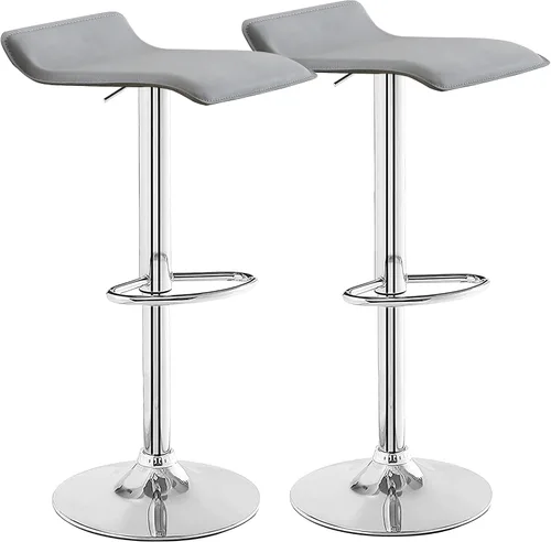 Vista 12 de VECELO Juego de 2 taburetes de bar con barra giratoria y altura ajustable, modernos taburetes de bar de PVC para cocina, bar, comedor, sala de Negro