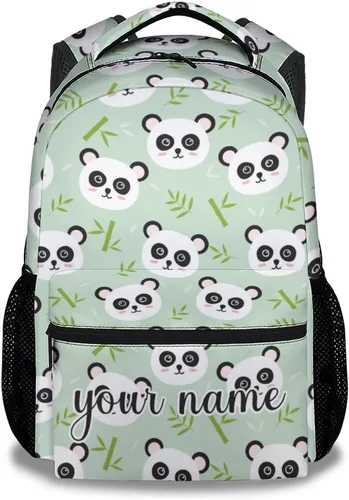 Vista 15 de Mochila Panda para niñas y niños, mochilas negras de 16 pulgadas para la escuela, bonita bolsa ligera y duradera para niños