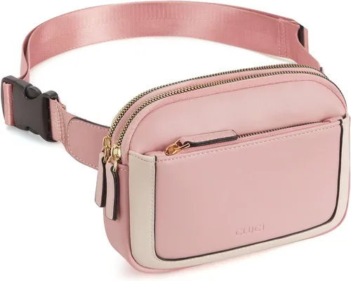 Vista 8 de CLUCI Riñonera para Mujer, Mini Bolsa Cruzada de Cintura Everywhere con Correa Ajustable, Riñonera de Cuero Vegano para Mujer