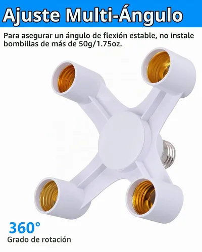 Vista 3 de Divisor de enchufe de luz 4 en 1, E26/E27, LED/CFL, 300W