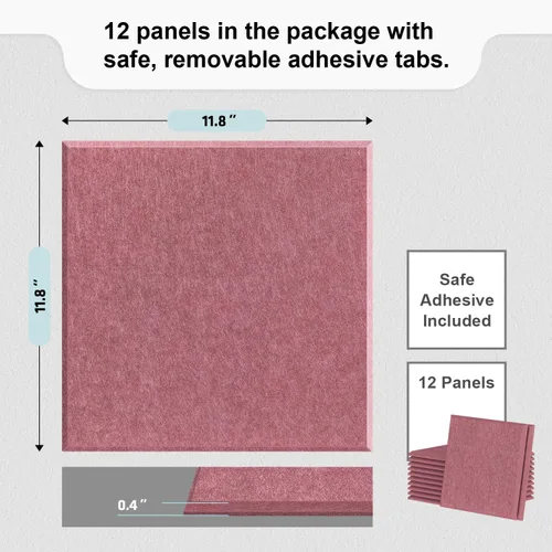 Vista 2 de UMIACOUSTICS - 12 piezas de paneles acústicos, paneles de pared insonorizados de 11.8 x 11.8 x 0.35 pulgadas, paneles de absorción de sonido