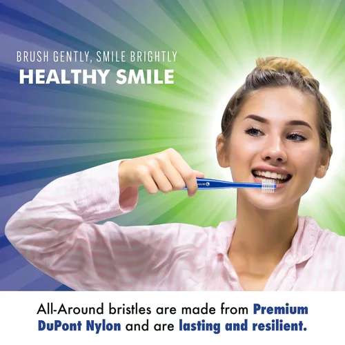 Vista 5 de Brilliant Oral Care - Cepillo de dientes para adultos con cerdas suaves, cabeza redonda y limpieza completa para dientes y encías, azul, 1 paquete