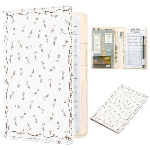 Vista 63 de CoBak Libreta para servidores de alta calidad: organizador de cartera de camarero de 5.12 x 7.91 pulgadas en piel auténtica, con 8 bolsillos
