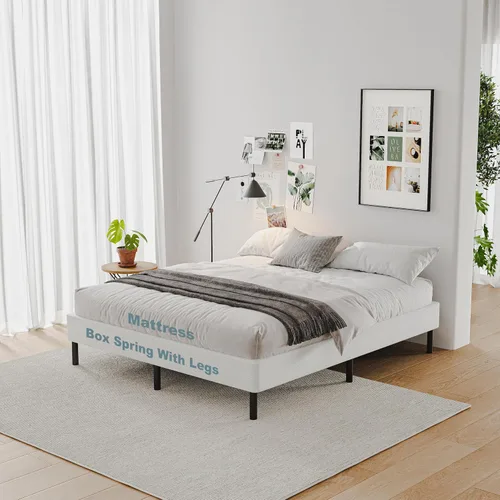 Vista 7 de Somier de 14 pulgadas con soporte resistente para las piernas, base de colchón de metal resistente, funda de tela fácil de limpiar, sin ruido, fácil