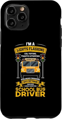 Vista 10 de iPhone 15 Funny Lights Flashing Safety First School Bus Driver Case
