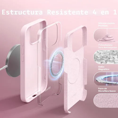 Vista 5 de GONEZ Funda magnética para iPhone 15 Pro, compatible con MagSafe, [protector de pantalla + protector de lente de cámara], funda protectora