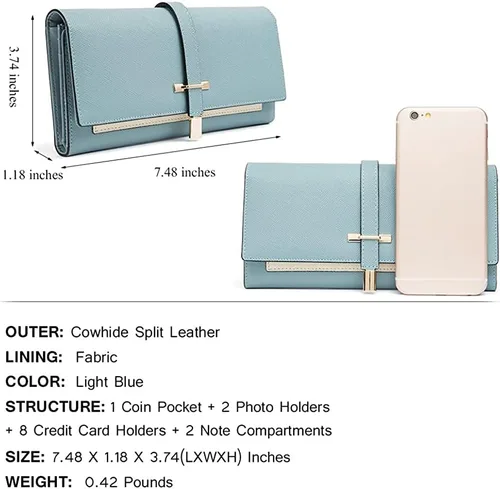 Vista 17 de CLUCI Cartera de cuero triple grande para mujer