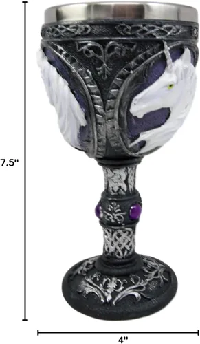 Vista 7 de Ebros Gift Gran figura mágica sagrada púrpura real gemas blancas unicornio vino de pureza cáliz cáliz figura con arte de desplazamiento y nudos