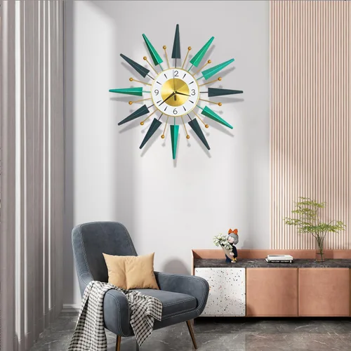 Vista 9 de Reloj grande silencioso de mediados de siglo sin tictac, reloj de pared grande de 23.6 pulgadas decorativo de metal, decoración moderna