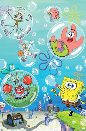 Vista 8 de Trends International Nickelodeon Spongebob Squarepants - Póster de burbujas de pared, 14.725 x 22.375 pulgadas, versión con marco de madera tipo